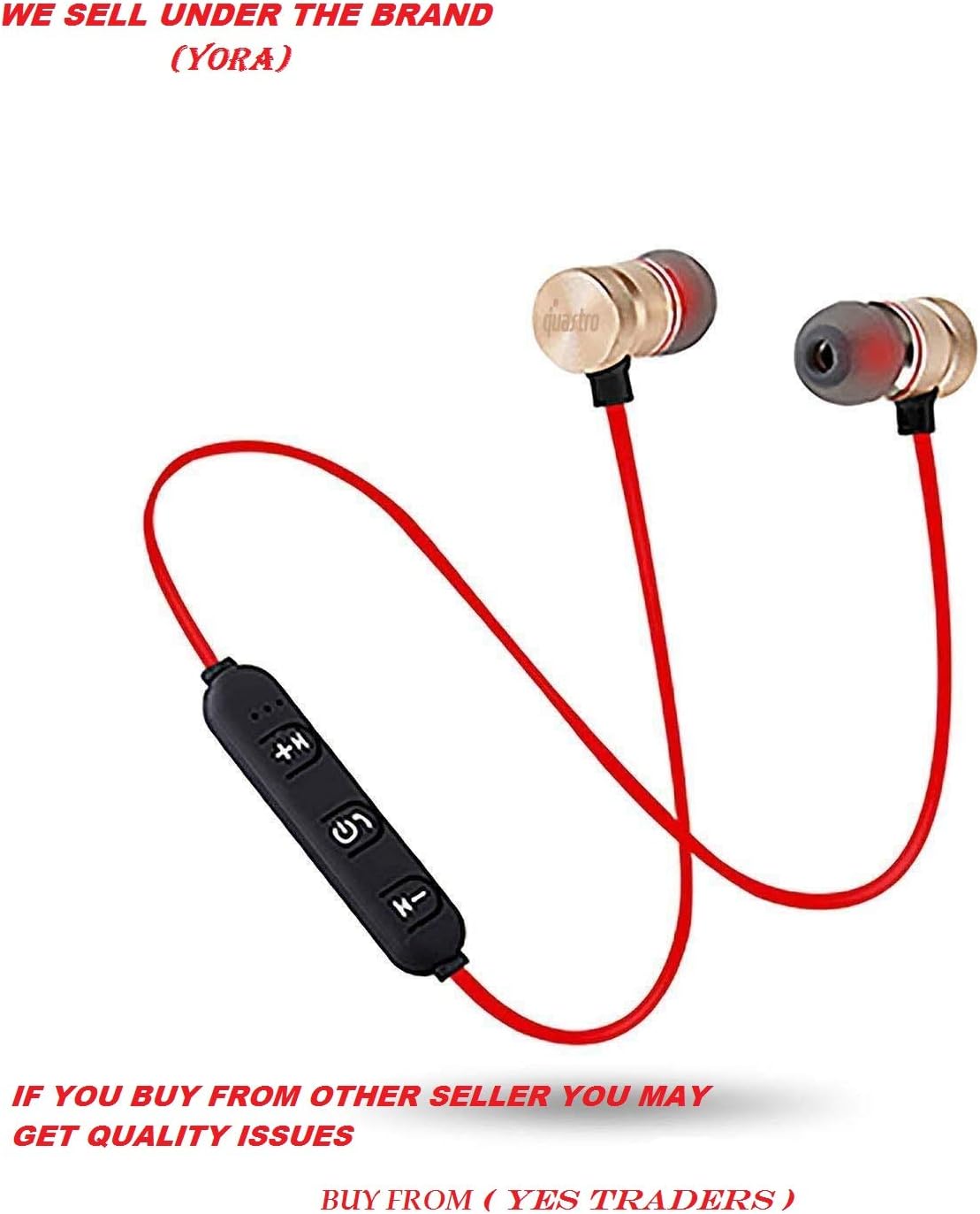 YORA Bluetooth Wireless Headphone Sport Running Stereo Magnet Earbuds with Microphone Earphone Headset