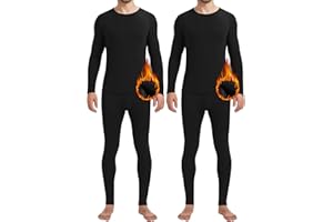 Patelai 2 Pack Men Thermals Top and Bottom Set Undergarments Lined Thermal Underwear Men Base Layer for Fall Winter
