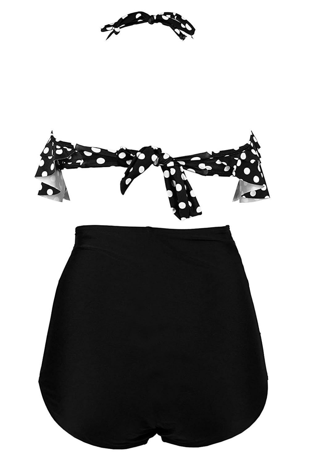 boldgal girl's beach polka dot high waist bikini (black)