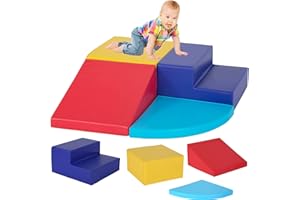 BLKMTY Kids Corner Climber 4-Piece Set Climbing Toys for Toddlers 1-3, Soft Babies Climb Foam Play Set Indoor Baby Crawling Foam Blocks Children Climbing Toys for Kids Crawling and Sliding, Red