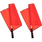 TOPPERFUN 2-Pack Referee Flags with Lightweight Poles and Comfortable Sponge Handles 18 Inch High Visibility Traffic Signal Flags for Soccer Volleyball Football Officials