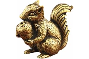 FANBODTA Vintage Bronze Squirrel Statue - Solid Copper Desk Decor, Paperweight, Tea Pet & Incense Holder, Hand-Polished Gift for Home Office (41mm)