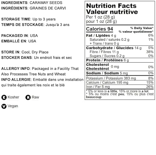 Food To Live Whole Caraway Seeds - 8 Ounce Bulk, Raw Dried Spice For Rye Bread & Cooking