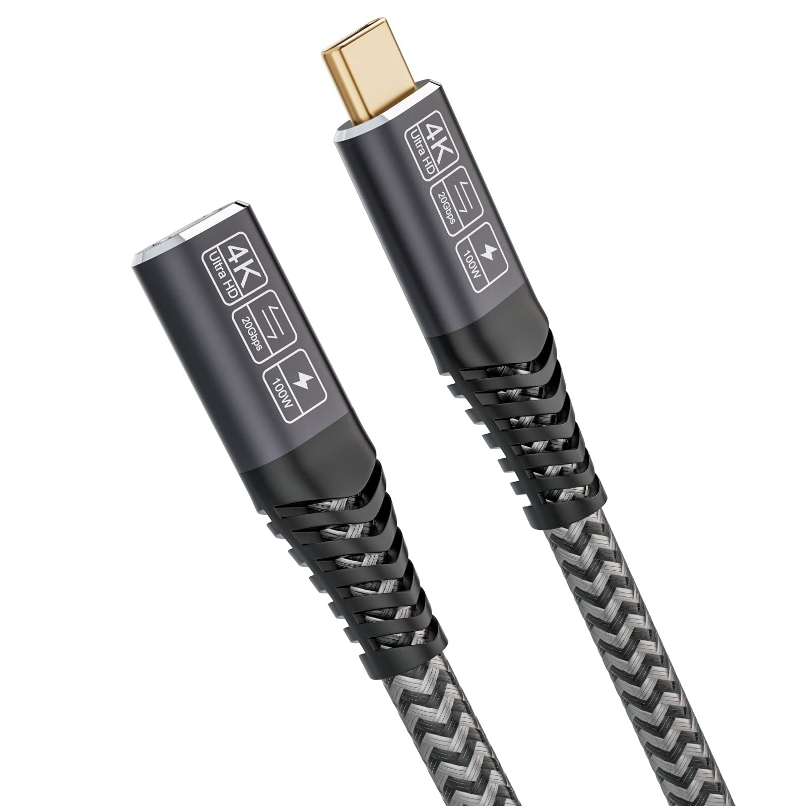 CAKOBLE USB C Extension Cable, Type C 3.2 Extender Lead 20Gbps Data 100W/5APD Fast Charge 4K@60Hz, Male to Female, Compatible With Hub/MacBook/Charger 1M