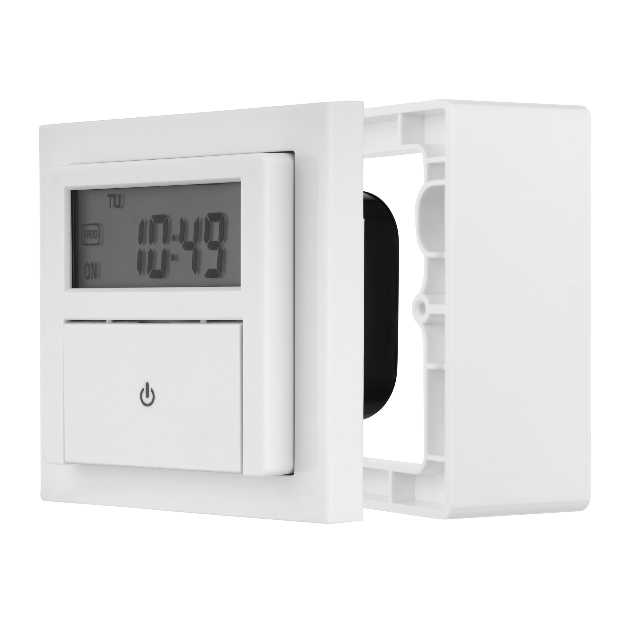 REV Timer, Digital Flush-Mounted Weekly Timer for Indoor Use with Off/Toggle Switch, White