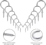 OWUDE 60Pcs Screw Hooks Cup Hooks Heavy Duty 7 Sizes Silver view 5