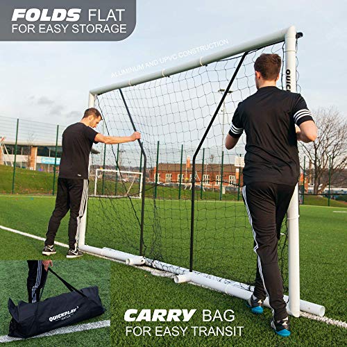 QUICKPLAY PRO MatchFold Soccer Goal 12x6' with Carry Bag [Single Goal