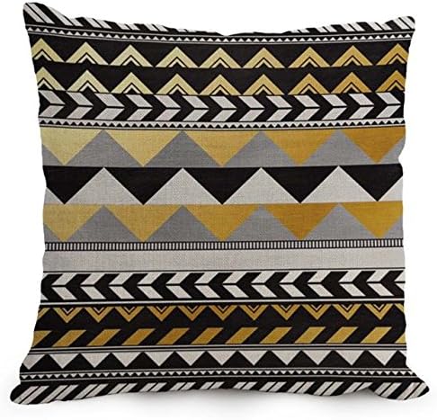 Linara Boutique DECOR SQUARE THROW PILLOW CUSHION COVER AFRICAN KENTE MUDCLOTH Series FOR COUCH, SOFA, BED, HOME DECOR, INTERIOR DESIGN, 18” X 18" (45CM X 45CM) (Gold&amp;Grey&amp;Black)