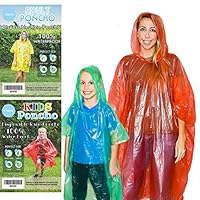 Lingito 20 Pack of Family Rain Ponchos | Disposable Emergency Ponchos | Perfect for Camping, Hiking & Travel