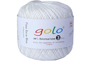golo Crochet Thread Size 3 Crochet Yarn for Crocheting White 520