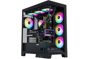 SAMA V50 Mid Tower PC Case, Dual Tempered Glass Panels, High Airflow Design, 4x120mm PWM ARGB Fans Pre-Installed, Cable Manag