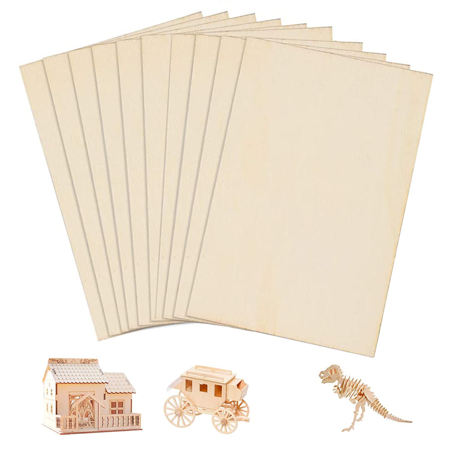 TSKDKIT A5 Plywood Sheets Basswood Sheet 3mm Craft Wood Blank Unfinished Wood Board for Craft DIY Painting Modelling Fretwork Engraved Home Decor(22 x 15cm)