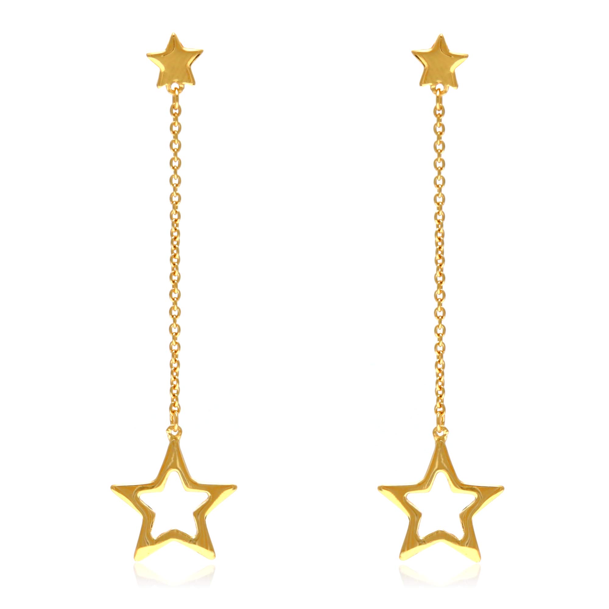 Oobi Doop Gold Plated Sterling Silver Shooting Star on Chain Stud Earrings with Jewellery Gift Box