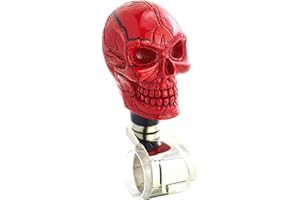 Lunsom Wheel Spinner Knob, Skull Shape Car Turning Driving Suicide Knob Power Handle Control Resin Steering Spinner Turn Aid Helper Fit Most Vehicle, Truck, Tractor, Boat(Red)