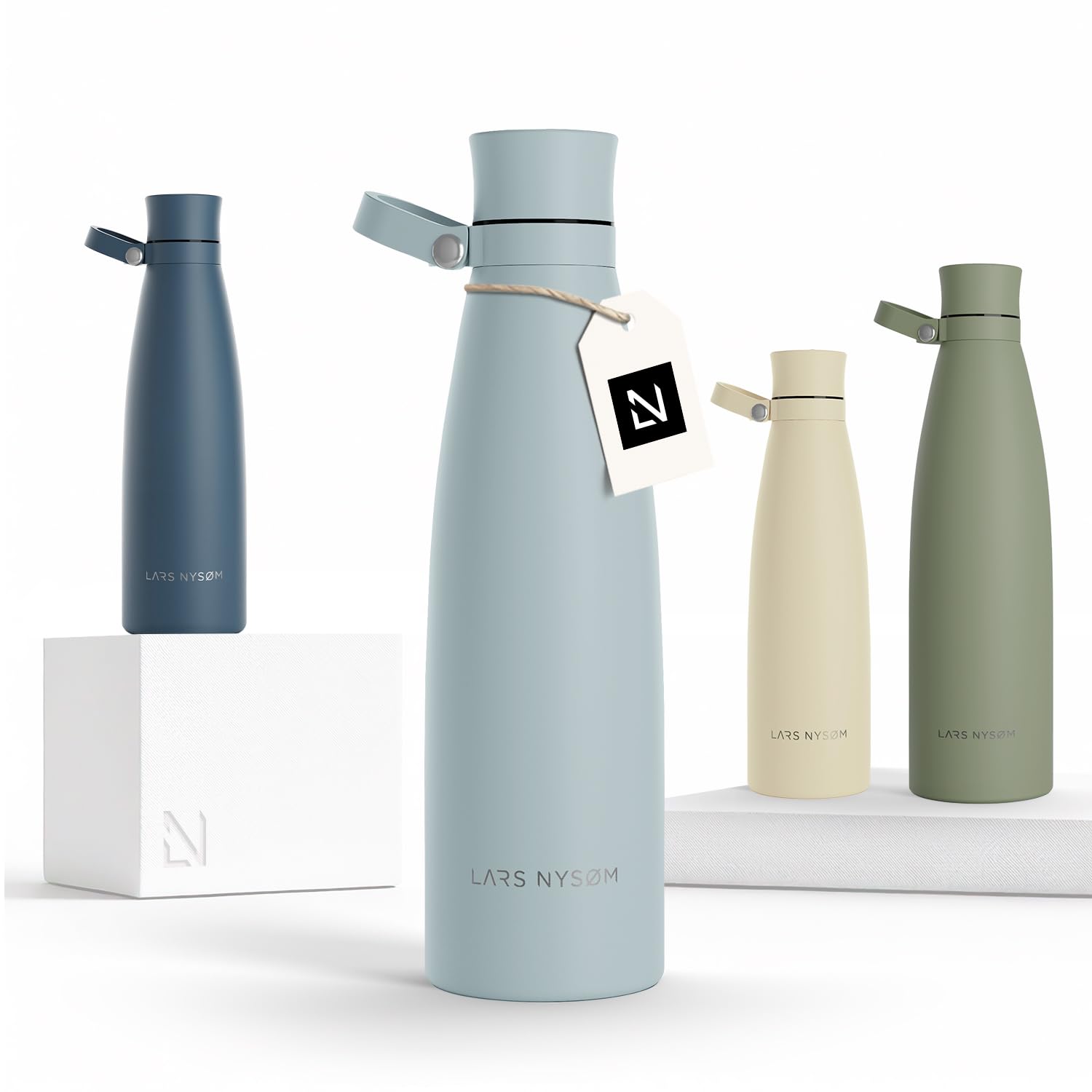 LARS NYSØM Stainless Steel Insulated Water Bottle 750ml, 1L | Insulated Thermo Flask for Hot and Cold Beverages | Leakproof Drinking Bottle (Sky Blue, 750ml)