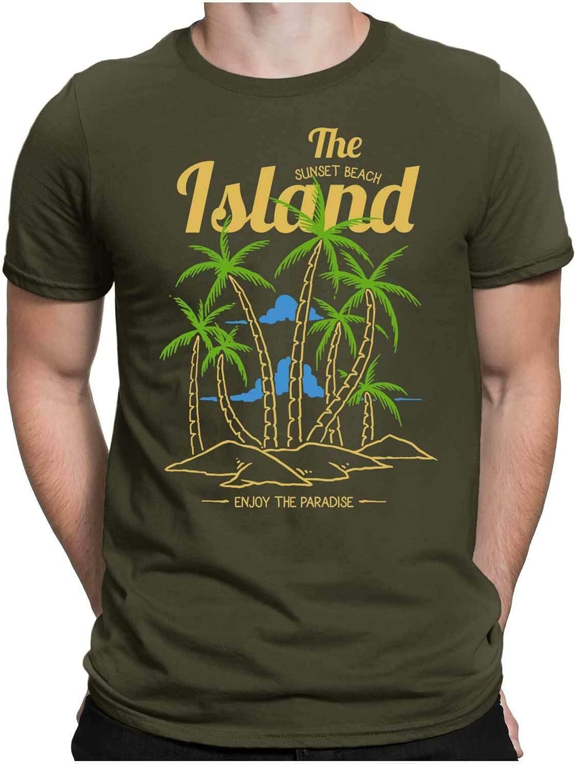 The Island Mens Fun TShirtIsland Summer Sun Palm Tree Beach Beach