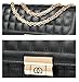 Women's Classic Quilted Crossbody Purse Shoulder Bags Golden Chain Satchel Handbags (Beige)