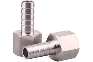 DERNORD 1/2" Barbed Hose x 1/2" NPT Female - Home Brew Fitting 304 Stainless Steel Pack of 2