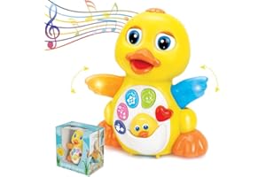 TOYTHRILL Duck Toy for 1 Year Old Girl Baby - Walking & Dancing Yellow Duck Interactive Action Learning Educational Flapping Light up Dancing Duck with Music, Light Up & Dancing Modes, 6 Singing Musical Songs