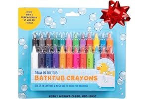 Lot de 24 crayons de bain avec sac de rangement en maille pour baignoire – Non toxique, sans danger pour les enfants, ne se d