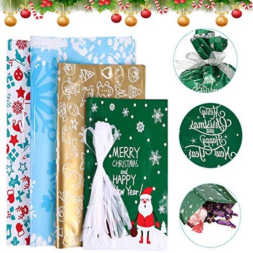 Bivan 30 Pieces Party Gift Wrapping Bags, Large Size Assorted Styles Present Bags with Ribbons, Favor Pouch Goody Bags for Birthday Party Holiday Decorations