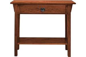 Leick Home Mission Console Table, Solid Wood, 1 Storage Drawer, Bottom Display Shelf, Narrow Depth, Easy-Assembly, For Living Room/Hallway, Russet, 30 in L x 10 in W x 28 in H, 9057-RS