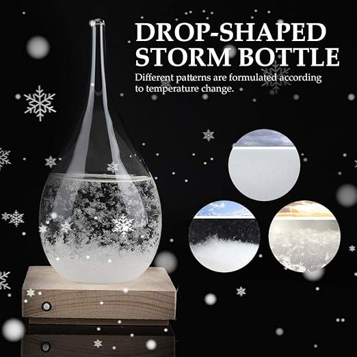 Amazon ストームグラス 天気予報器 結晶観察器 木製台座付き 晴雨予報