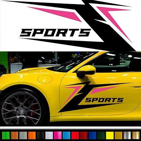 Amazon 車 ステッカー かっこいい スポーツ バイナルグラフィック デカール 車用 カスタム 大きいサイズ ワイルドスピード系 選べる8色 左右セット Scc16 ブラック ピンク ステッカー デカール 車 バイク