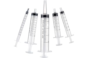 Amabro 5pcs Plastic Syringes - 1ml, 3ml, 5ml, 10ml, 20ml, No Needle Measuring Syringe Reusable Syringes for Scientific Lab Dispensing Liquid Measuring Watering Pet Feeding Oil or Glue Applicator