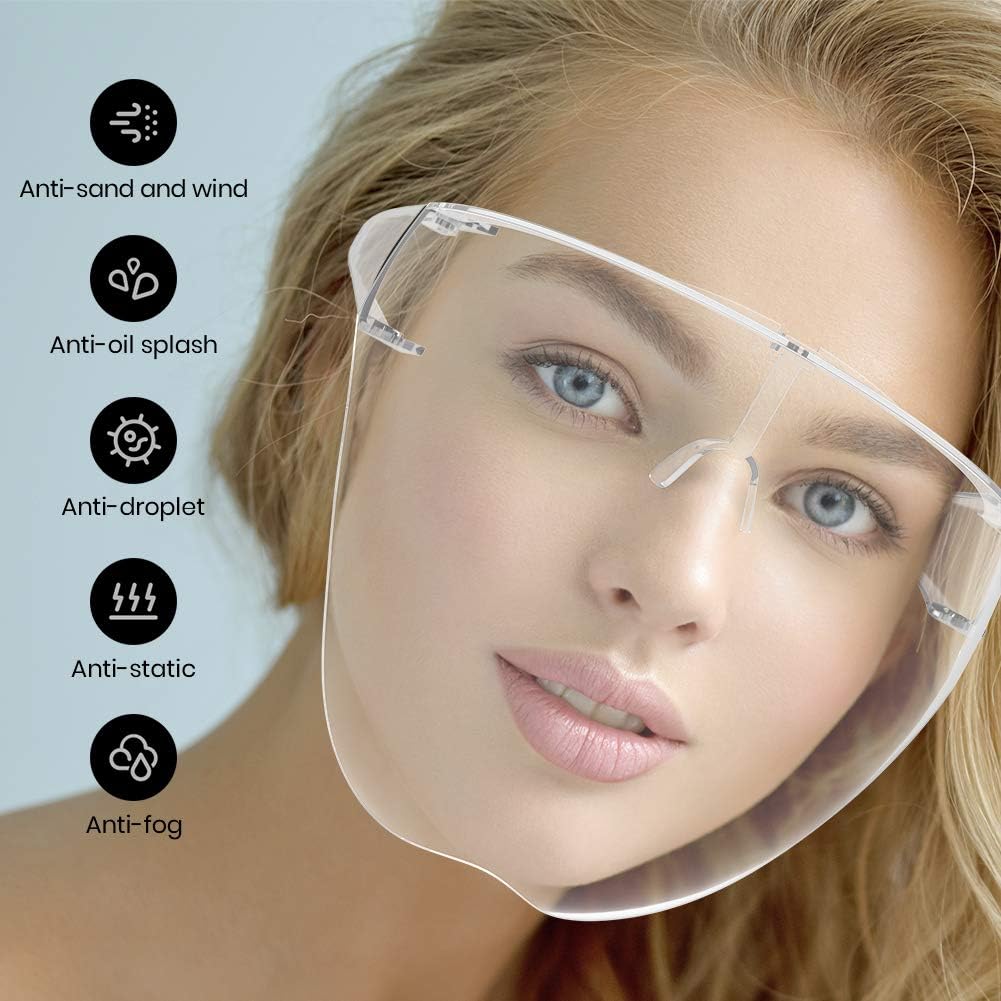 Face Shield, Clear Safety Face Shields with Frame Detachable Full Face Protective Reusable Goggle Shield Anti-spitting Fog & Scratch Resistant Suitable for Indoor and Outdoor Activities - - 