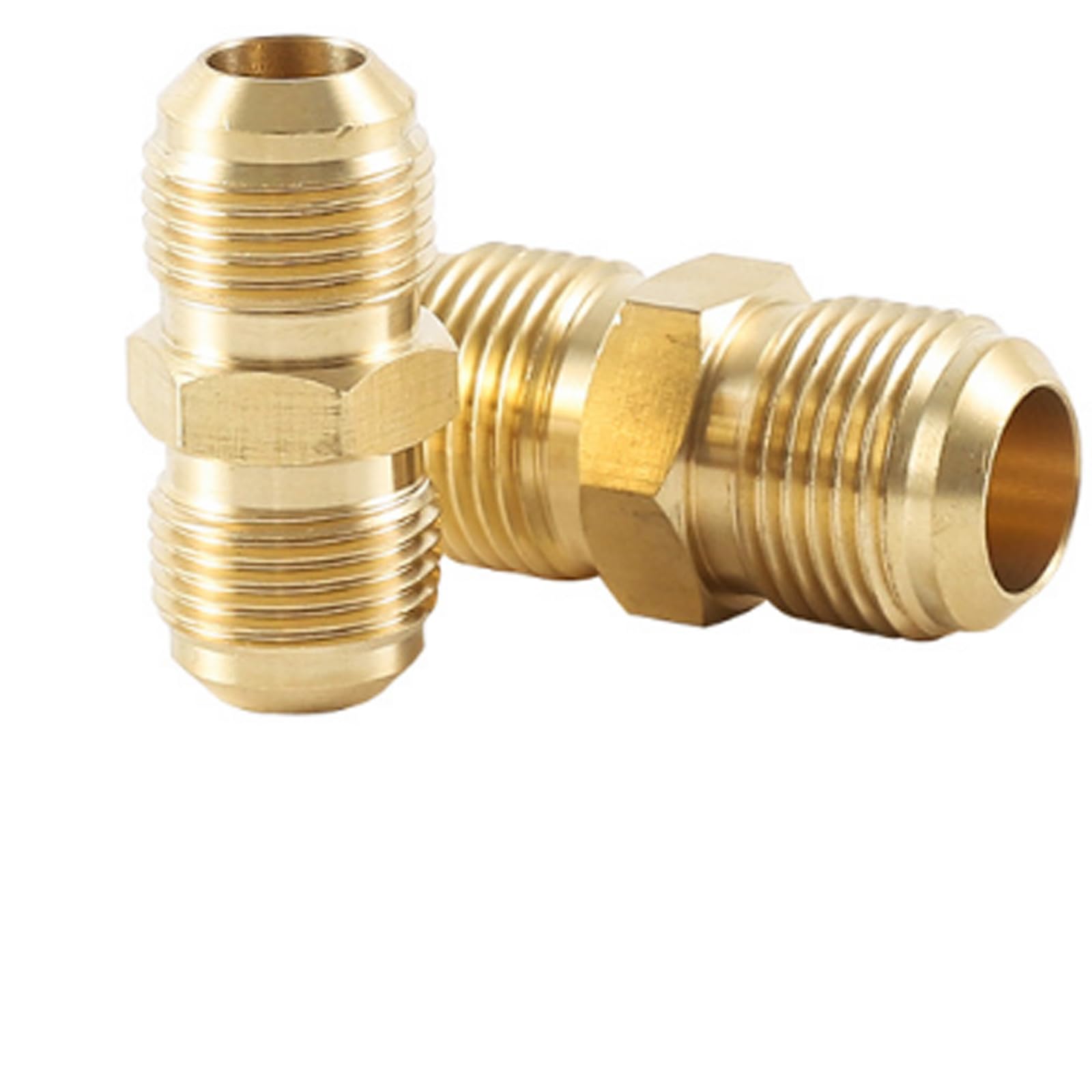 Photo 1 of 1/2" Male Flare to 3/4" Male Flare Gas Line Brass Connector, Brass Semi-Combined Torch Line Adapter for Hydraulic, HVAC Fuel, Air, Natural Gas Plumbing Fitting - (2 Pcs)