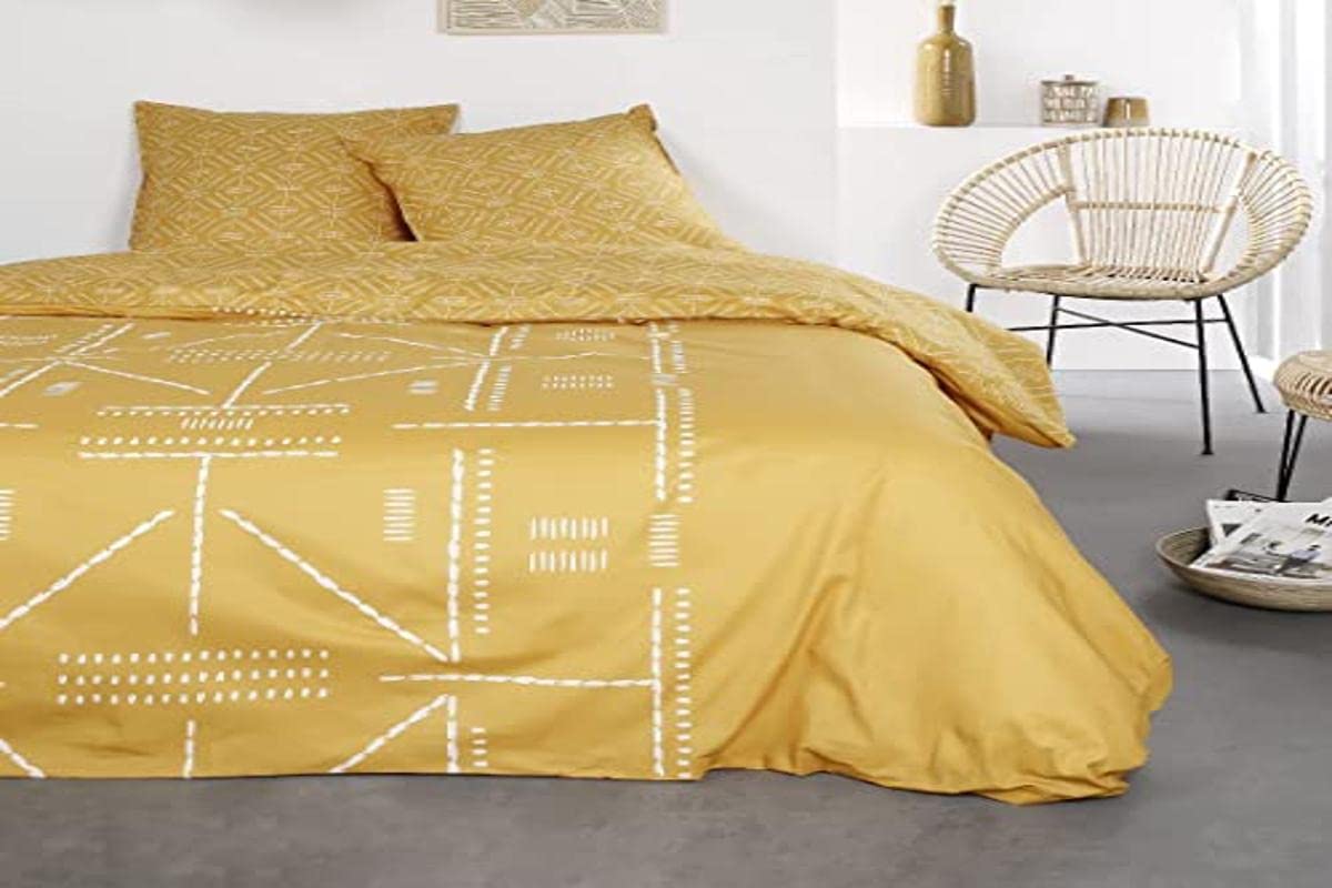 TODAY Duvet Cover Set, Cotton, Yellow, Jumeau XL