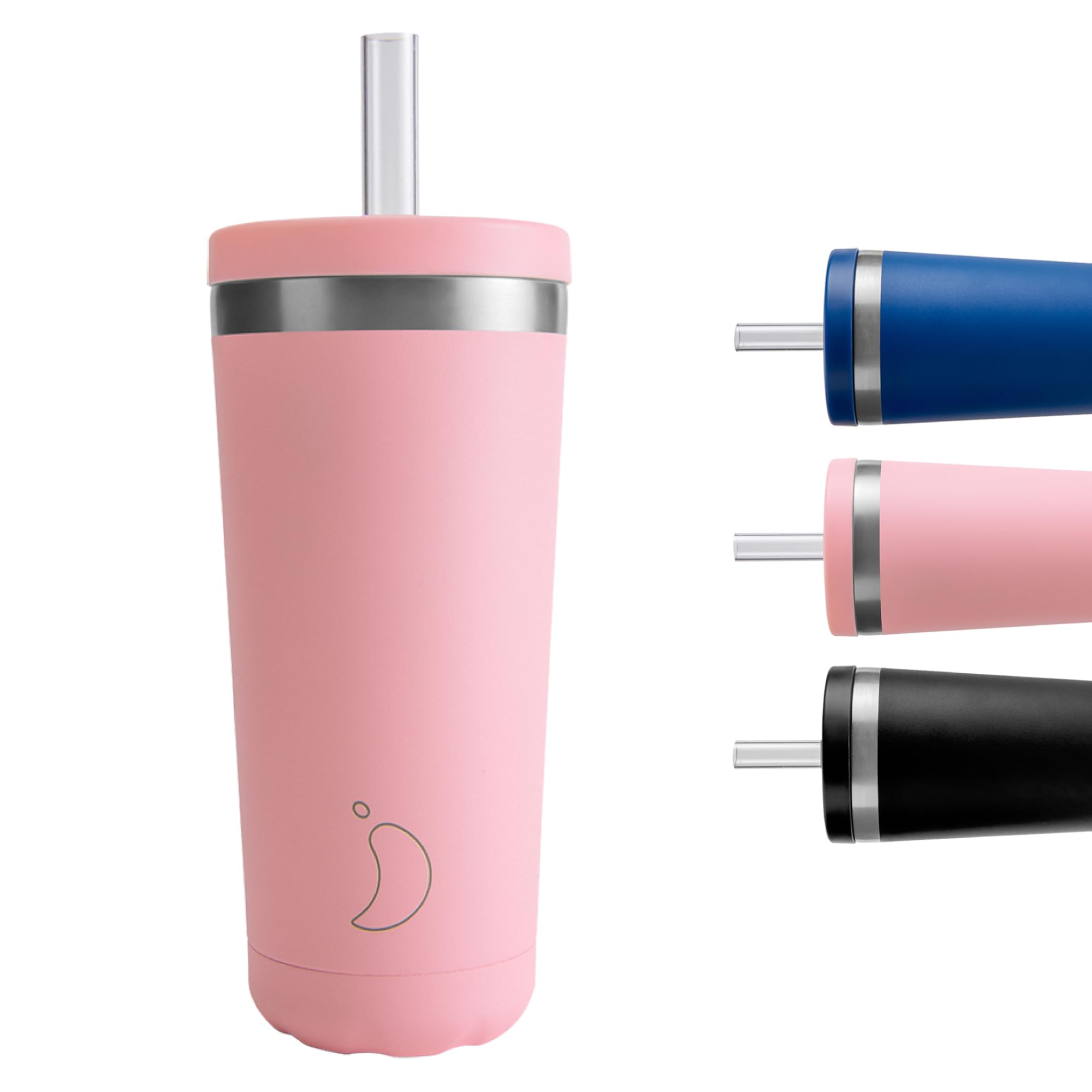 Chilly's Original Coffee Cup with Straw Lid - Thermal Travel Mug - Reusable Closed Cups with Drinking Straw - Double Walled Vacuum Insulated Mug - Pastel Pink, 500ml