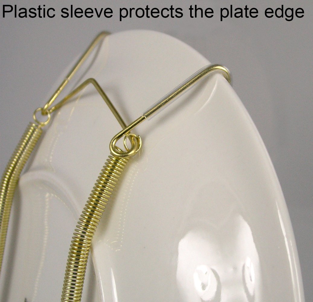 Brass Vinyl Coated Plate Hanger 8 to 10 Inch Set of 4 Pcs Clear