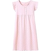 BANGSAUR Girls' White Dress, Princess Cotton Long Sleeve Nightdress,3-12 Years