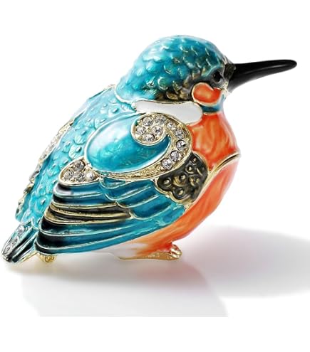 Fancy Jeweled Enamel Parrot Bird Gold Tone Hinged Trinket Box