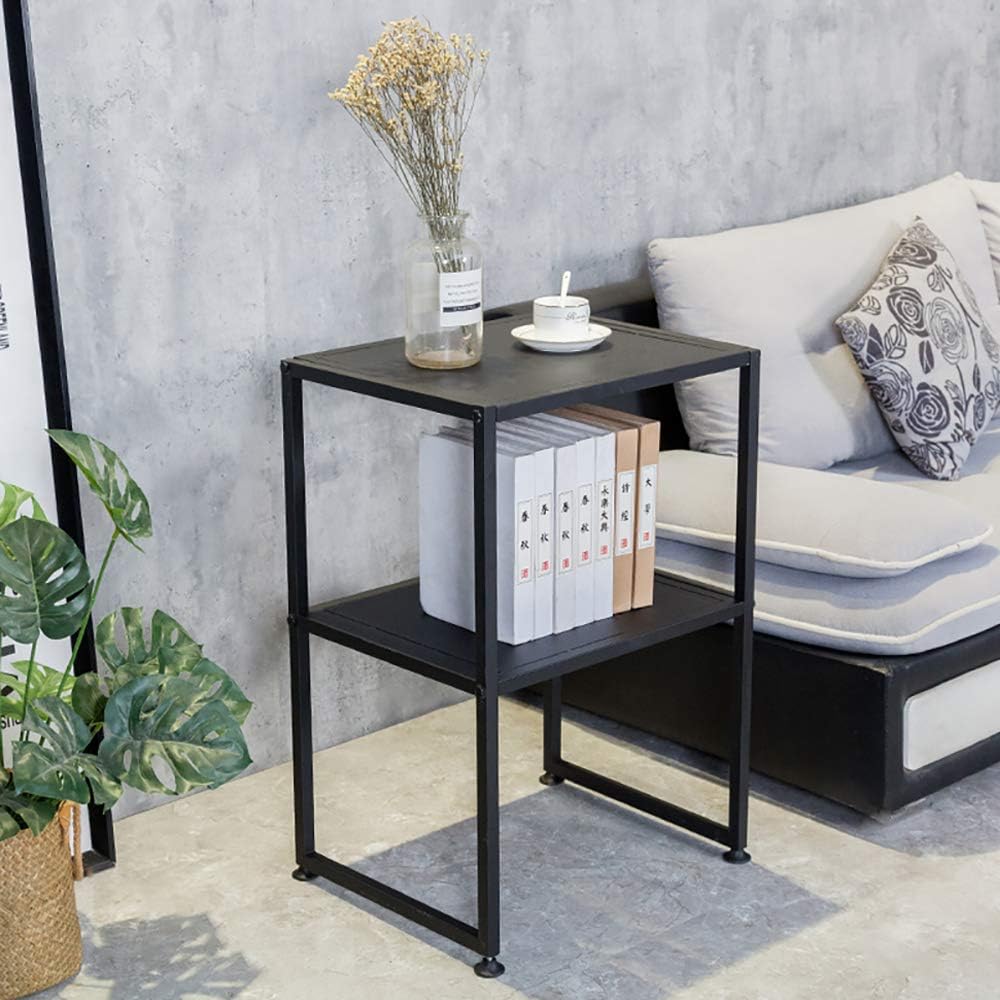 Modern Metal 2-Tier Couch Table, Sofa Table, Coffee Table with Storage, Bedside Table for Living Room/Bedroom/Office, Home Organizer, 15.7x19.7x29.5 Inch: Kitchen & Dining