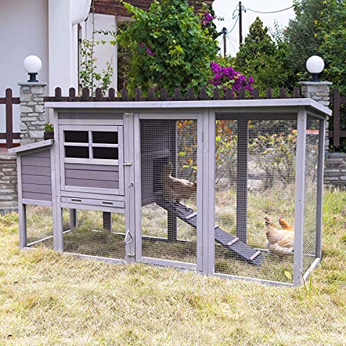 GUTINNEEN Chicken Coop Hen House with Nesting Box and Run, Large