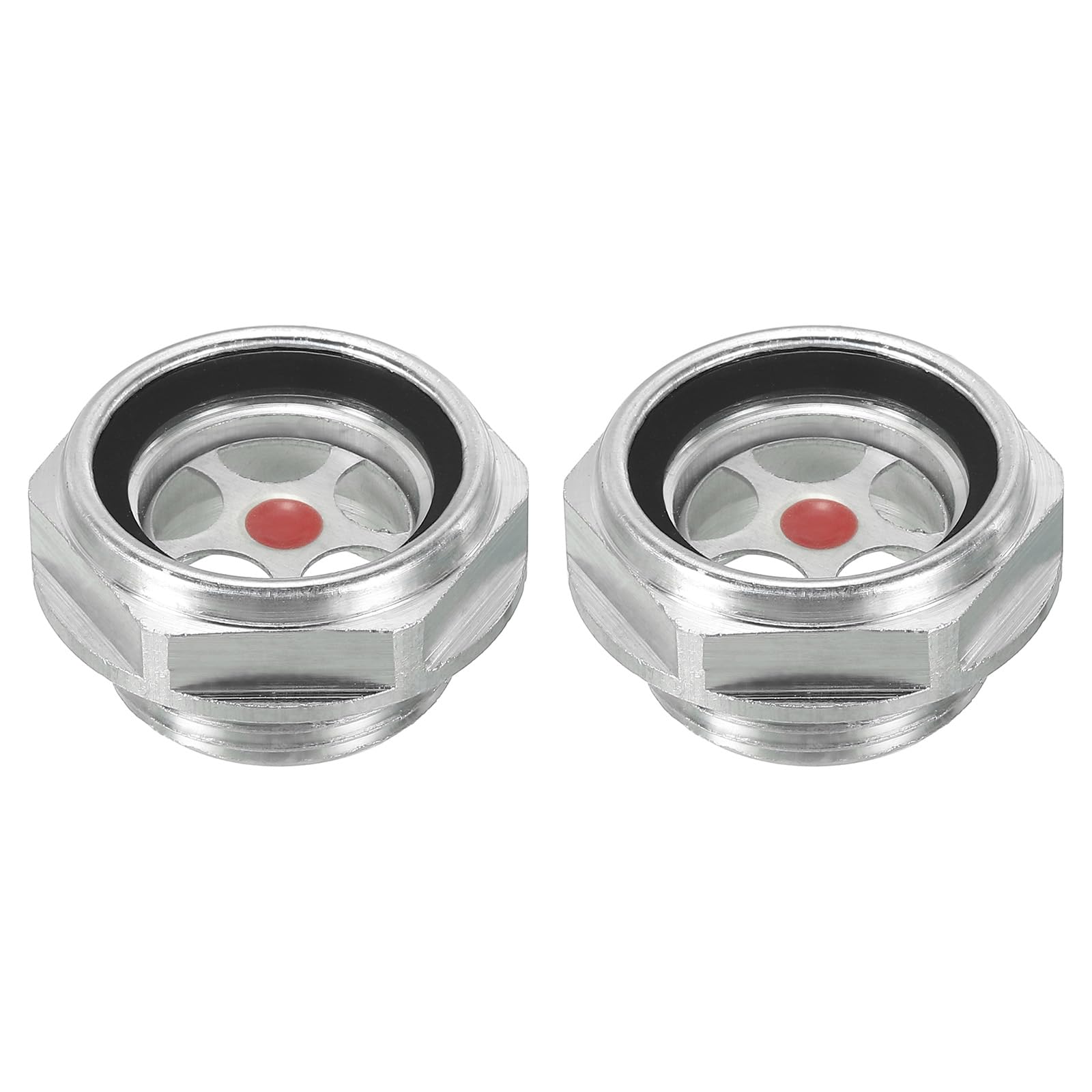 PATIKIL Air Compressor Oil Sight Glass, 2 Pack M24*1.5 Male Thread Aluminum Alloy Oil Liquid Level Gauge Air Compressor Parts with O-Ring