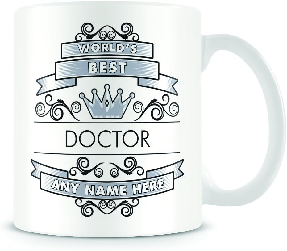 Doctor Mug - 'Worlds Best' design - Personalised Mugs for Work Gift - Add Name