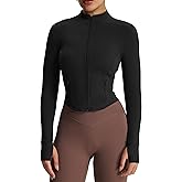 Aoxjox Women's Geo Full Zip Velura Jacket Workout Buttery Soft PlushFlex™ Long Sleeve Thumbhole with Pocket Cardigan