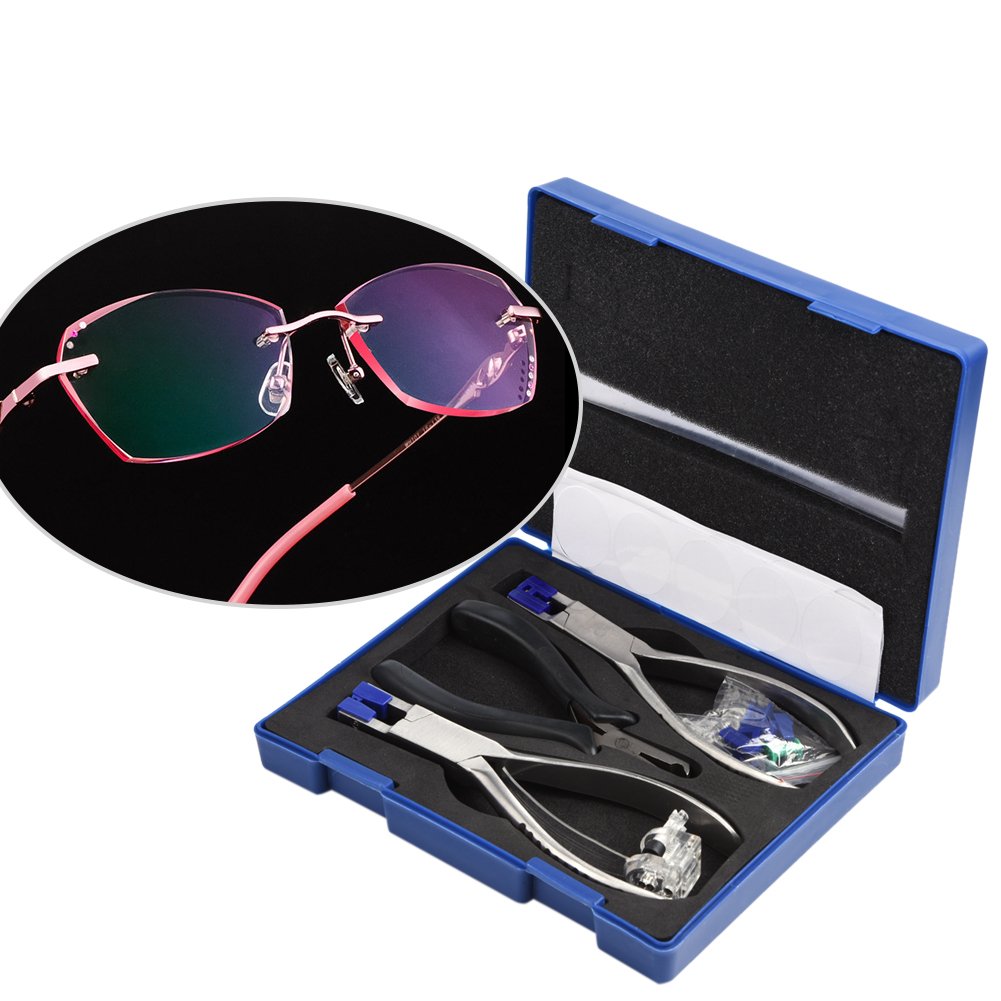 Cynamed USA Rimless Glasses Frame Eyeglass Plier Set - Optical Repair Tool Kit