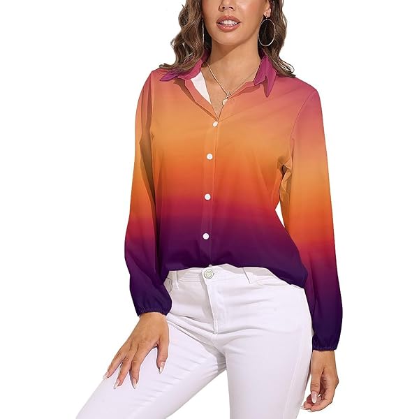 売れ筋商品|||パルフォイス シャツ レディース トップス BOLINHO - Button-down blouse - bright multicolor Orange Pink Red Gradient-389 Womens Shirts Button Down