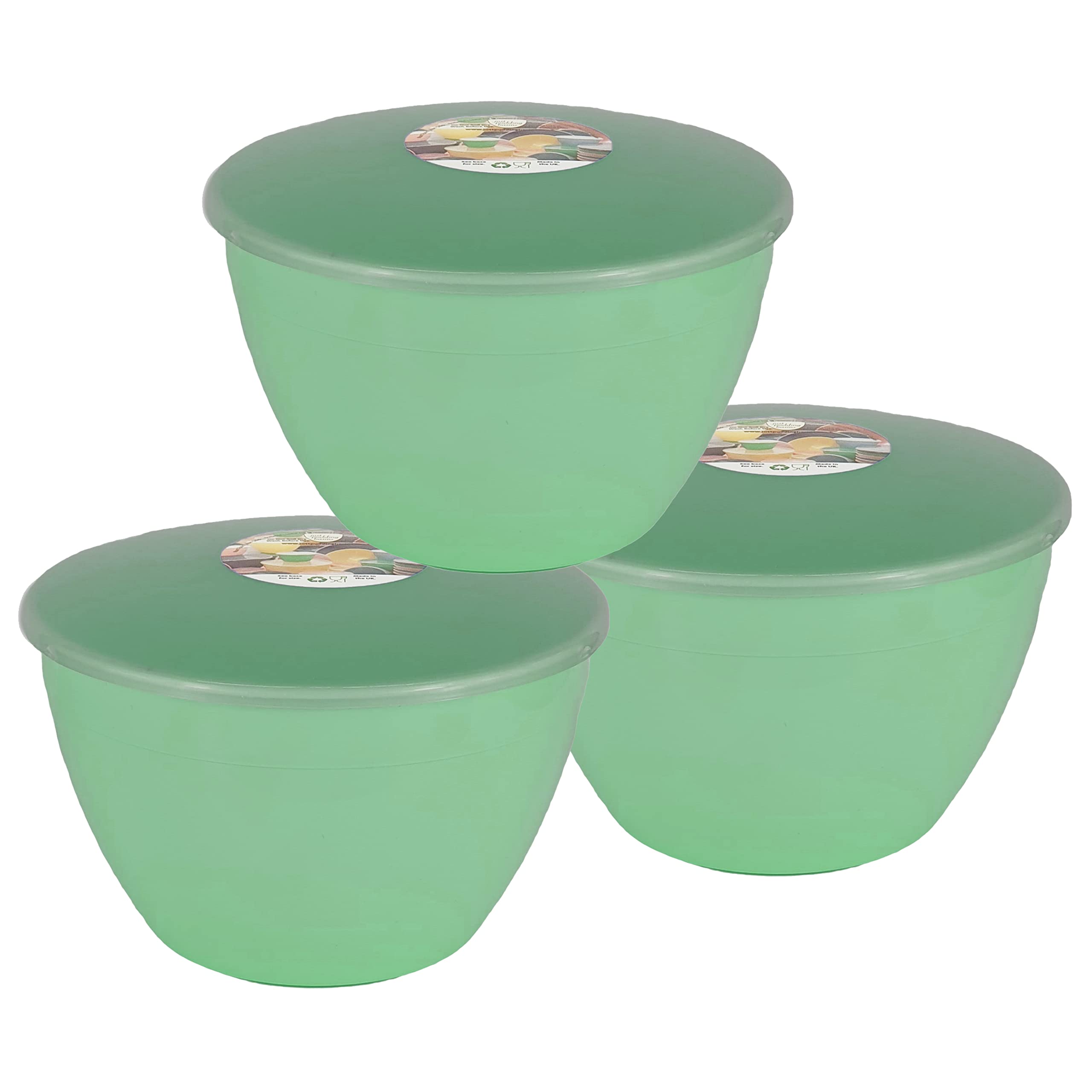 Just Pudding Basins Pastel Mint Green Plastic Pudding Basin and Clear Lid 3 pint 1.7 litre 3 Pack