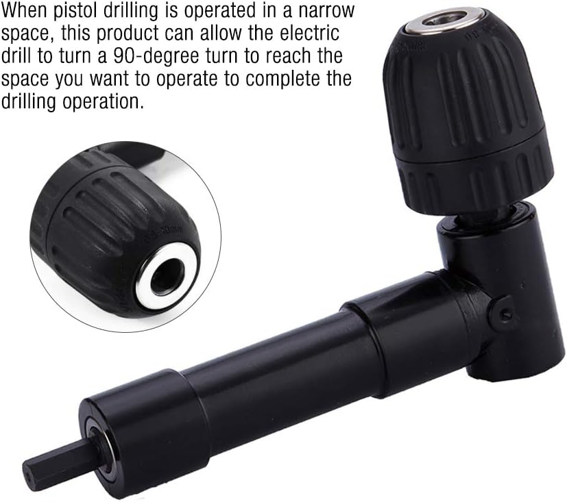 Gobesty Right Angle Drill Attachment, 0.810mm 90 Degrees Right Angle Drill Professional Right