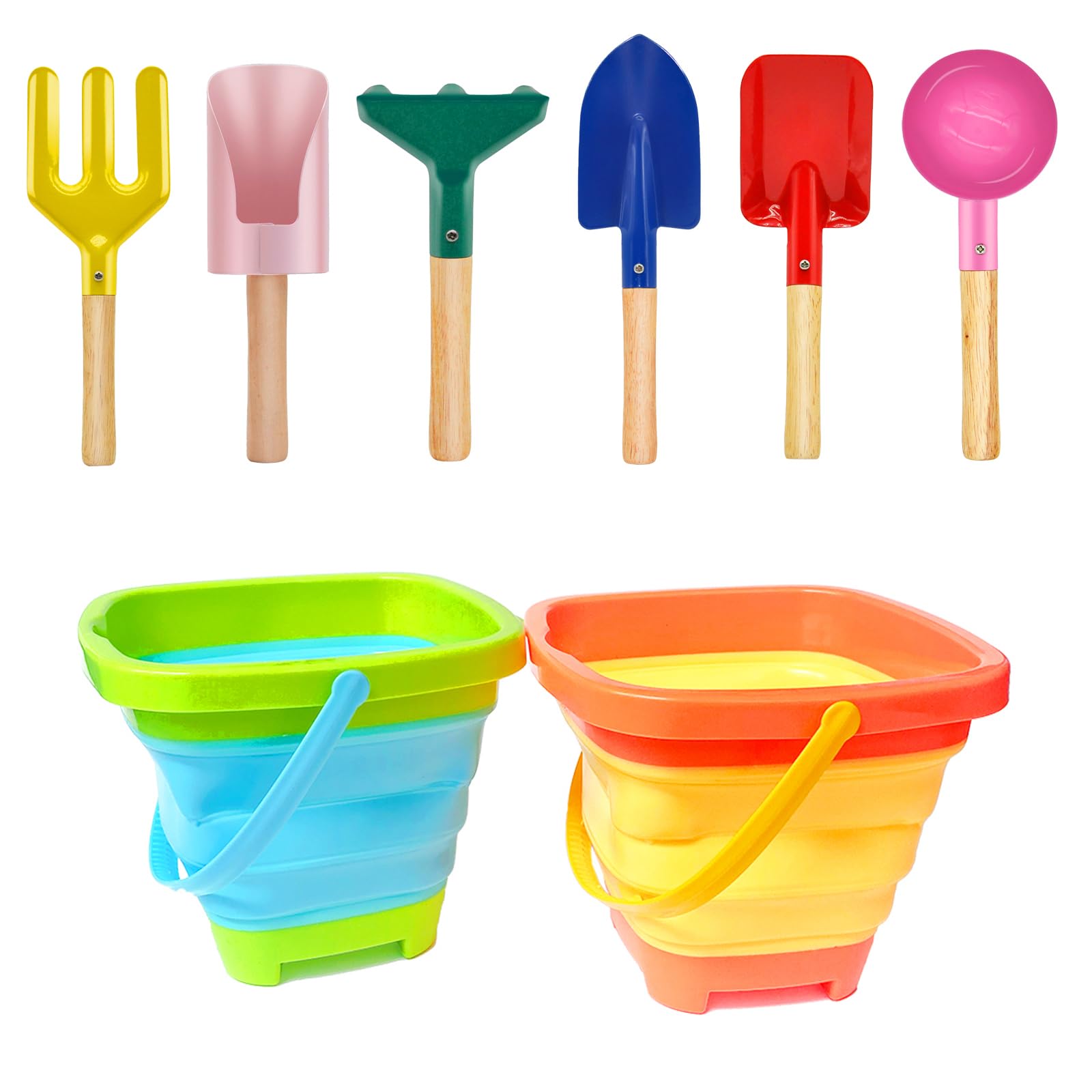 MTDASB Foldable Beach Toys Set for Kids -Sand Bucket & Shovel Kit, Portable Sandpit Toys for Toddlers, Pool & Garden Play