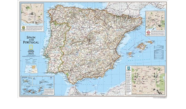 Portugal And Spain On Map Amazon.com : Spain/Portugal Map Map Type: Basic : Office Products
