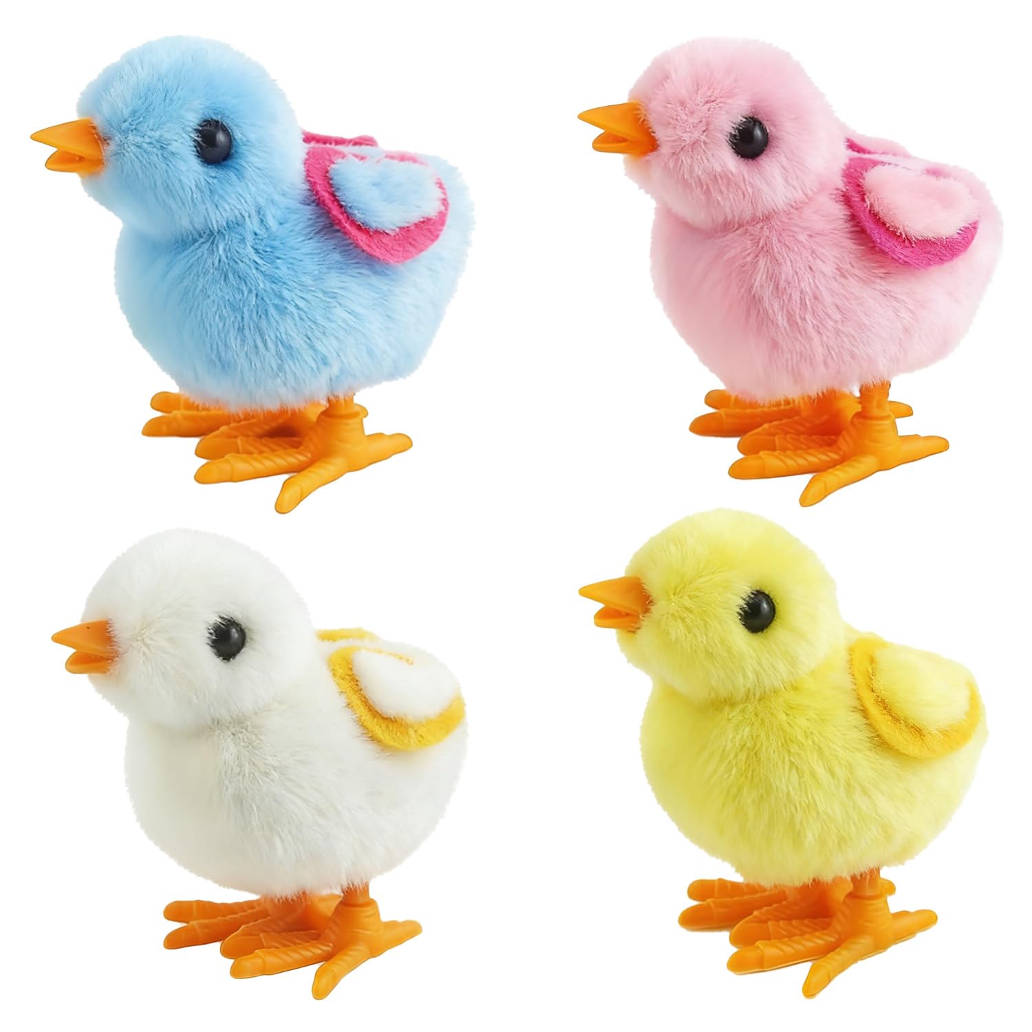 Babelshar 4 PCS Easter Wind Up Chick Toys Plush Jumping Bunny Toy Hopping Animals Clockwork Windup Rabbit Birthday Easter Basket Stuffers Party Favors for Kids Toddlers