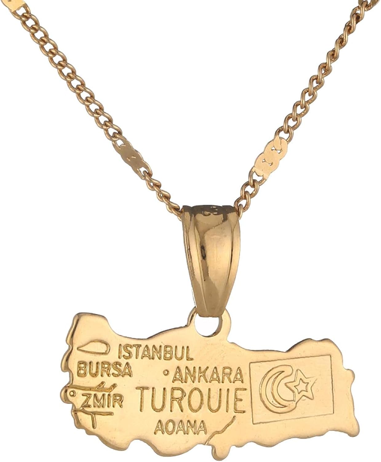 Turkey Map Pendant Necklace Turkish Flag Gold Color Jewelry Amazon.co