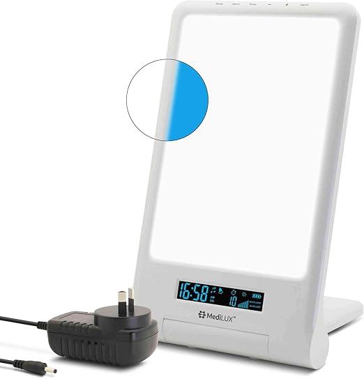 Cordless SAD Light Therapy Lamp with Daylight Wake up Alarm 10,000